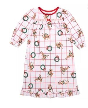 Rudolph Toddler Girl Holiday Sibling Sleep Granny Gown 2T